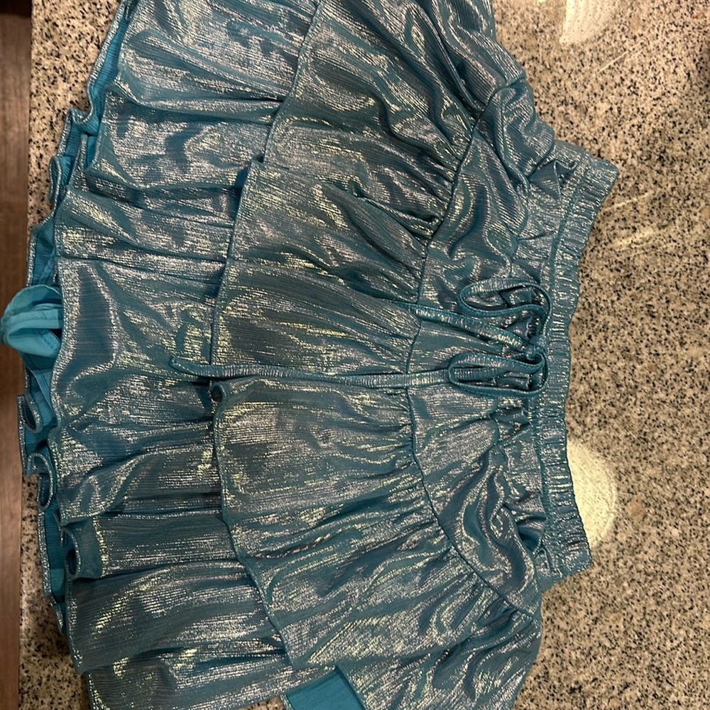 Super cute day+moon metallic preppy flirty glitter skirt